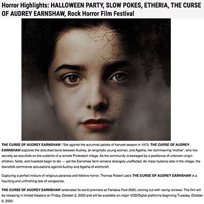 Horror Highlights: HALLOWEEN PARTY, SLOW POKES, ETHERIA, THE CURSE OF AUDREY EARNSHAW, Rock Horror Film Festival